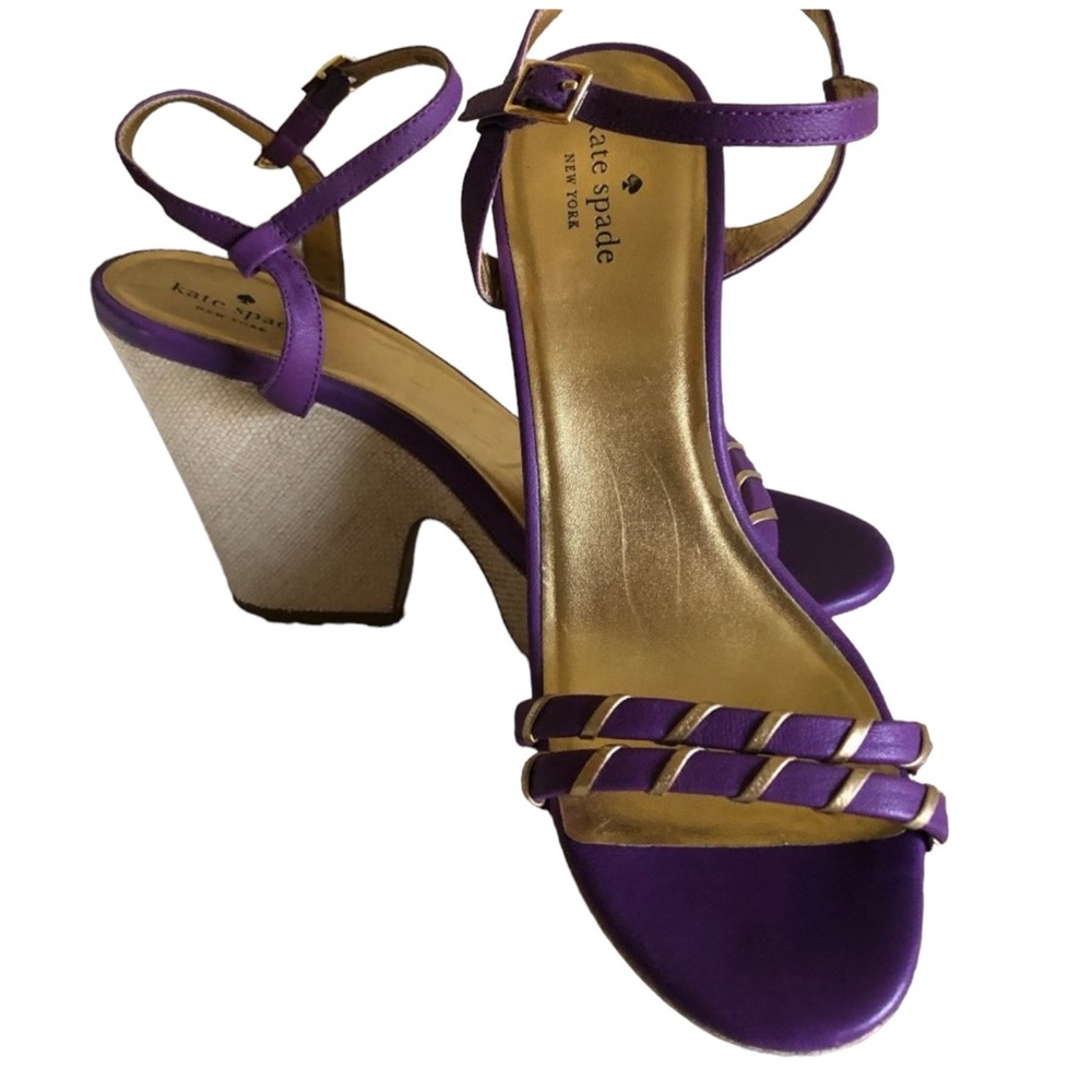 Kate Spade Shoes‎ Wedge Platform Sandal with Straw Block Heel Size 10